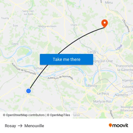 Rosay to Menouville map