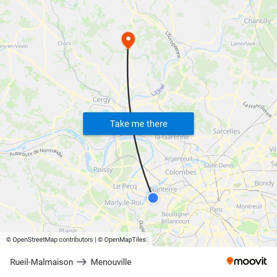 Rueil-Malmaison to Menouville map