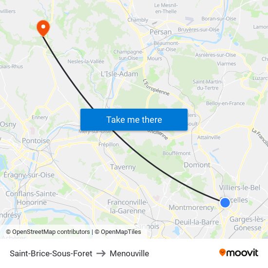 Saint-Brice-Sous-Foret to Menouville map