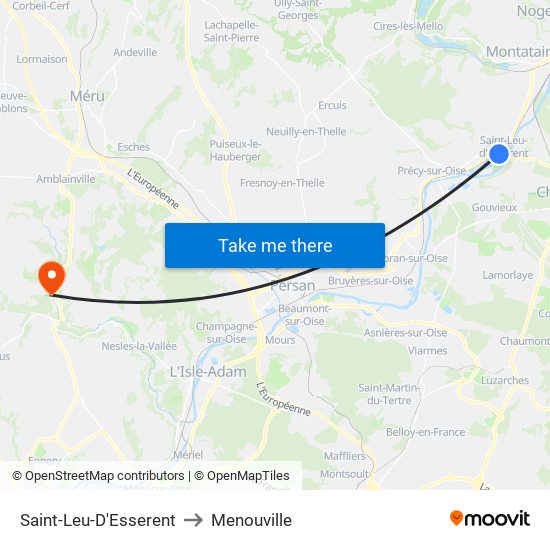Saint-Leu-D'Esserent to Menouville map