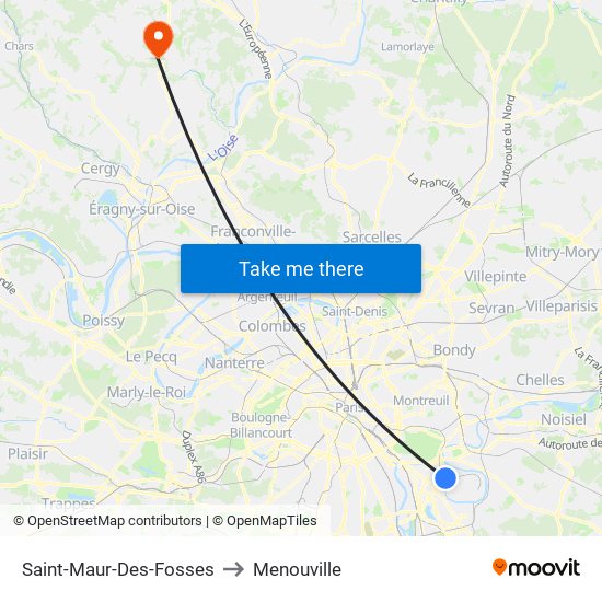 Saint-Maur-Des-Fosses to Menouville map