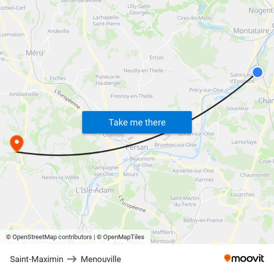 Saint-Maximin to Menouville map