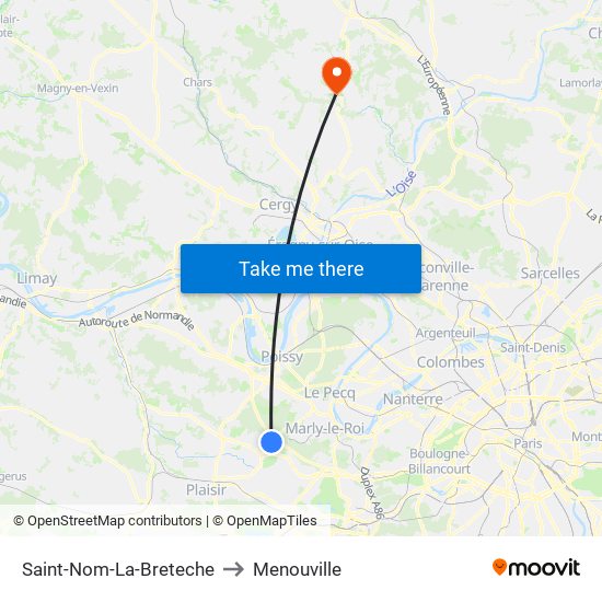 Saint-Nom-La-Breteche to Menouville map