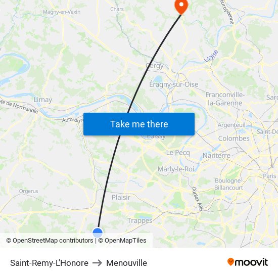 Saint-Remy-L'Honore to Menouville map