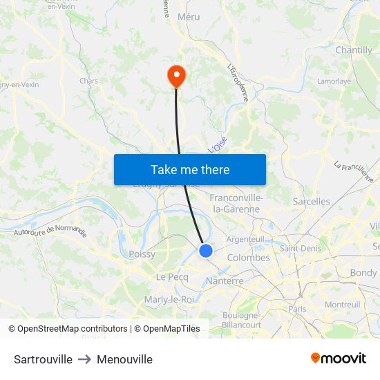Sartrouville to Menouville map