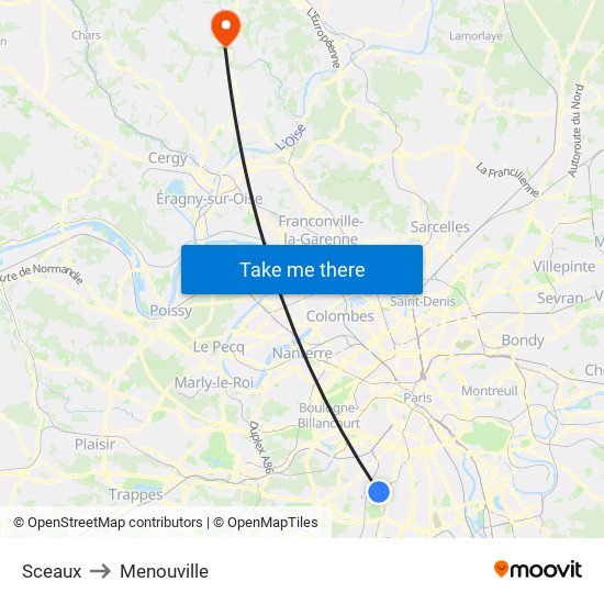 Sceaux to Menouville map