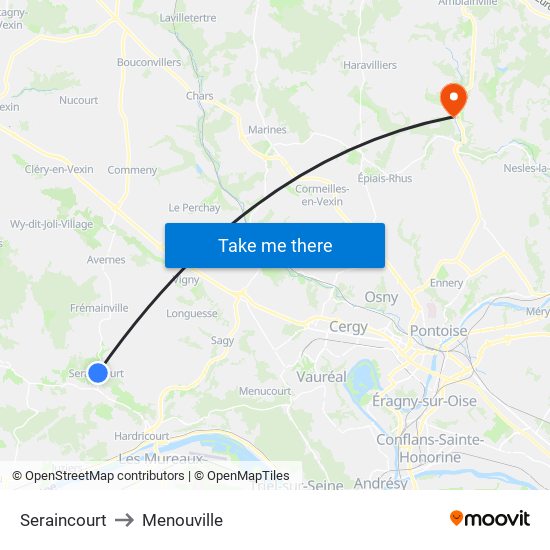 Seraincourt to Menouville map