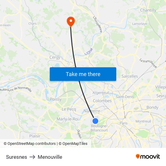 Suresnes to Menouville map