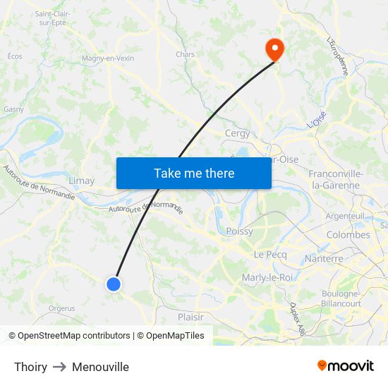 Thoiry to Menouville map