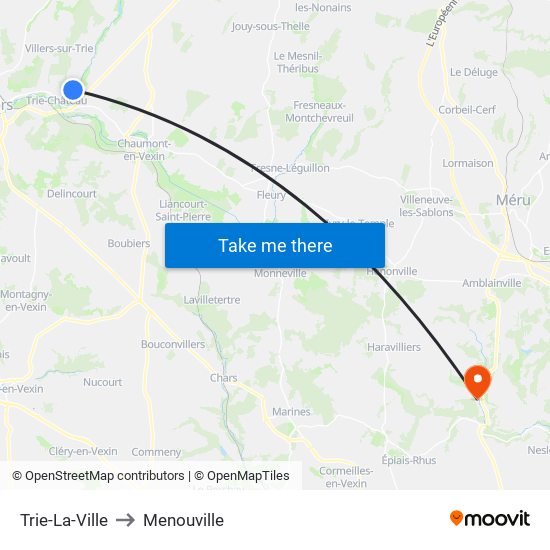 Trie-La-Ville to Menouville map