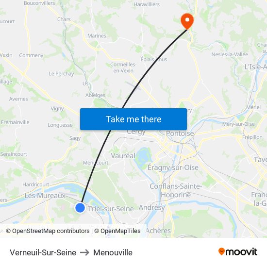 Verneuil-Sur-Seine to Menouville map