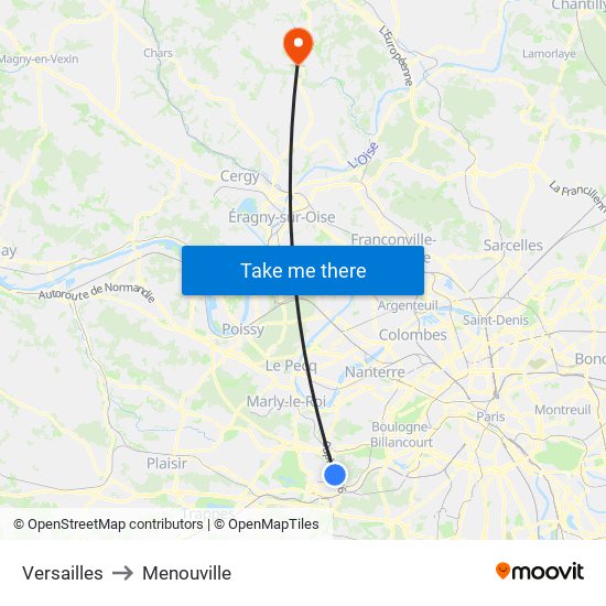 Versailles to Menouville map