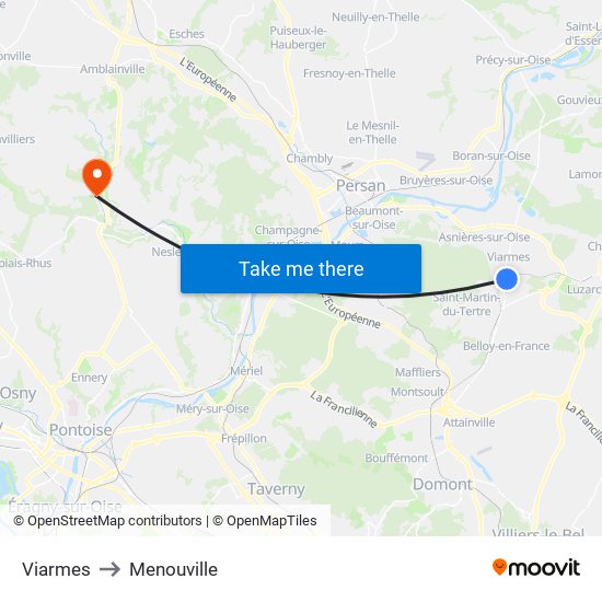 Viarmes to Menouville map