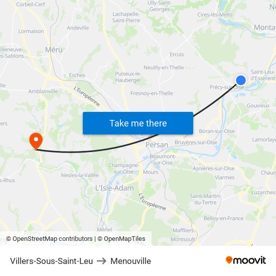 Villers-Sous-Saint-Leu to Menouville map