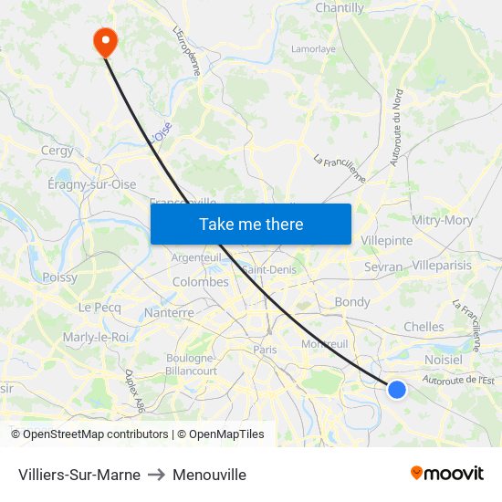 Villiers-Sur-Marne to Menouville map