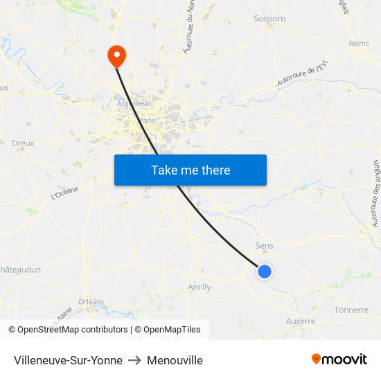 Villeneuve-Sur-Yonne to Menouville map