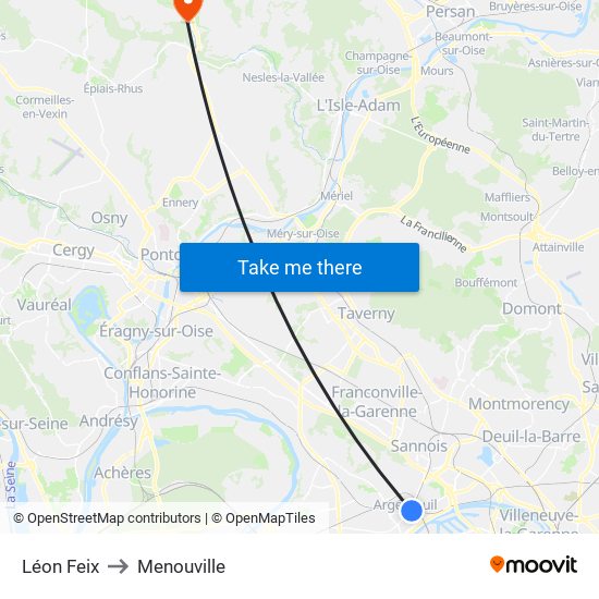 Léon Feix to Menouville map