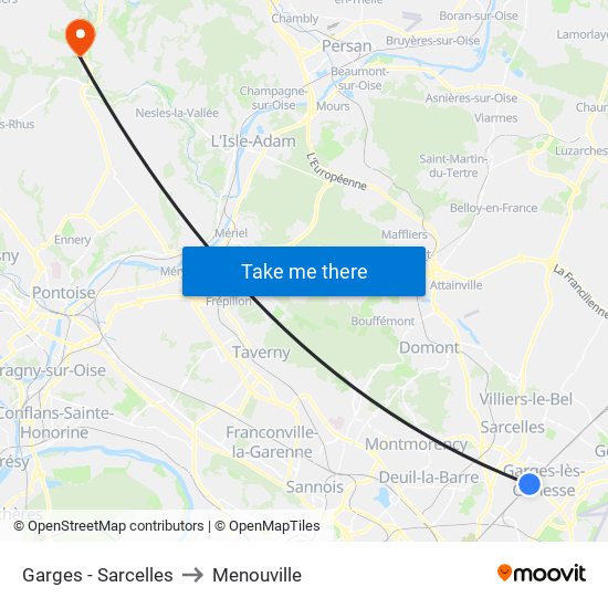 Garges - Sarcelles to Menouville map