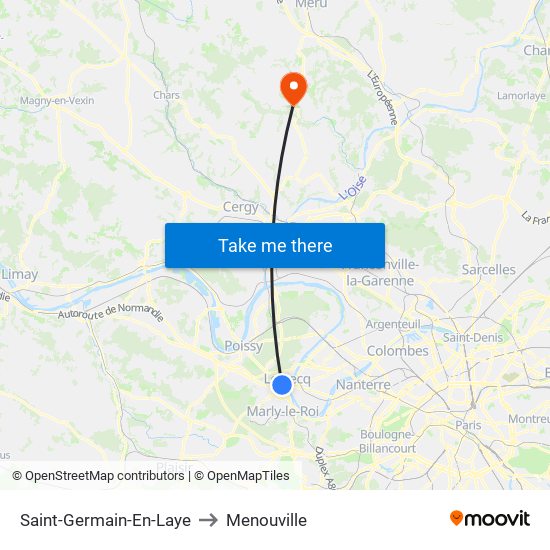 Saint-Germain-En-Laye to Menouville map