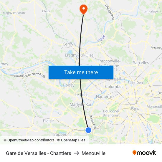 Gare de Versailles - Chantiers to Menouville map