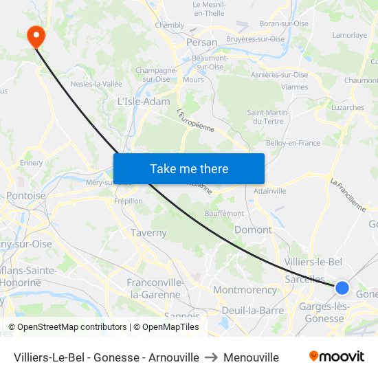 Villiers-Le-Bel - Gonesse - Arnouville to Menouville map