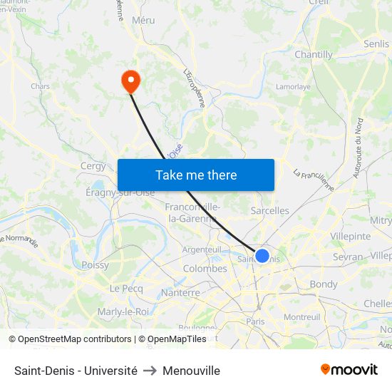 Saint-Denis - Université to Menouville map