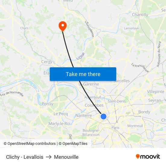 Clichy - Levallois to Menouville map