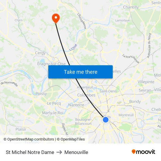 St Michel Notre Dame to Menouville map