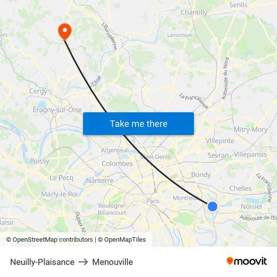 Neuilly-Plaisance to Menouville map