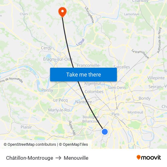 Châtillon-Montrouge to Menouville map