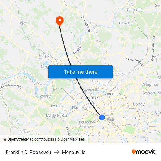 Franklin D. Roosevelt to Menouville map