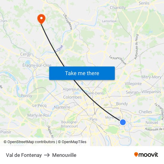 Val de Fontenay to Menouville map