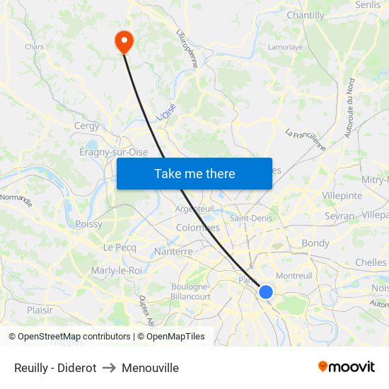 Reuilly - Diderot to Menouville map