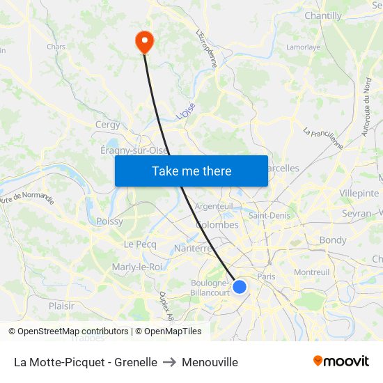 La Motte-Picquet - Grenelle to Menouville map