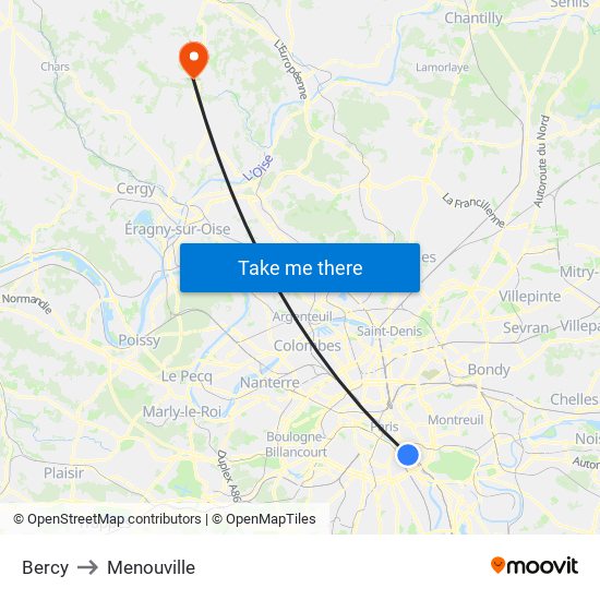 Bercy to Menouville map