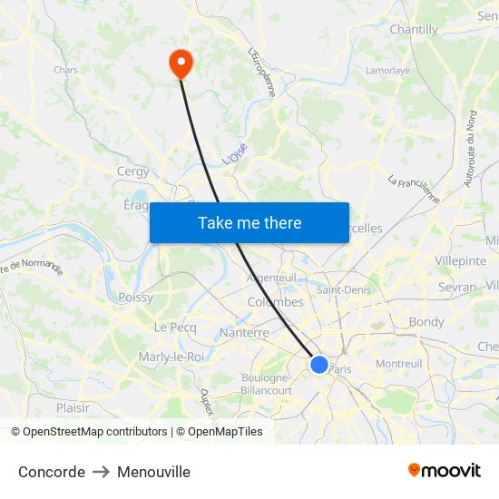 Concorde to Menouville map