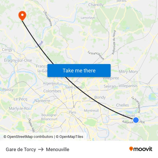 Gare de Torcy to Menouville map
