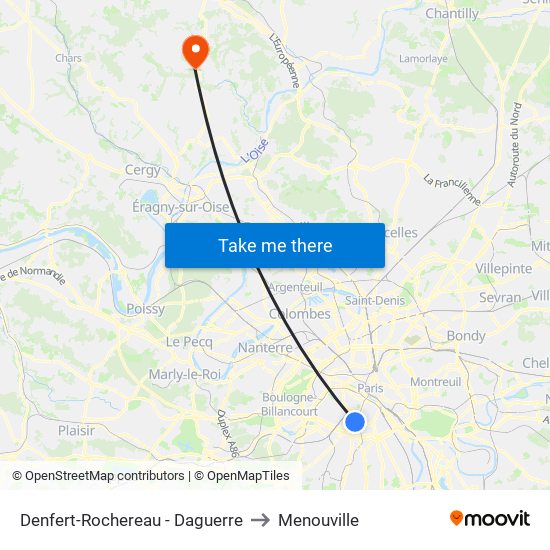 Denfert-Rochereau - Daguerre to Menouville map