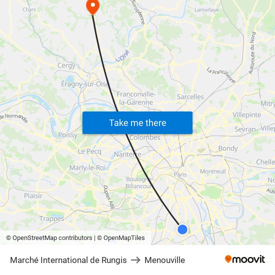 Marché International de Rungis to Menouville map
