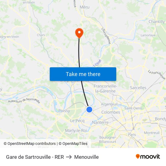 Gare de Sartrouville - RER to Menouville map