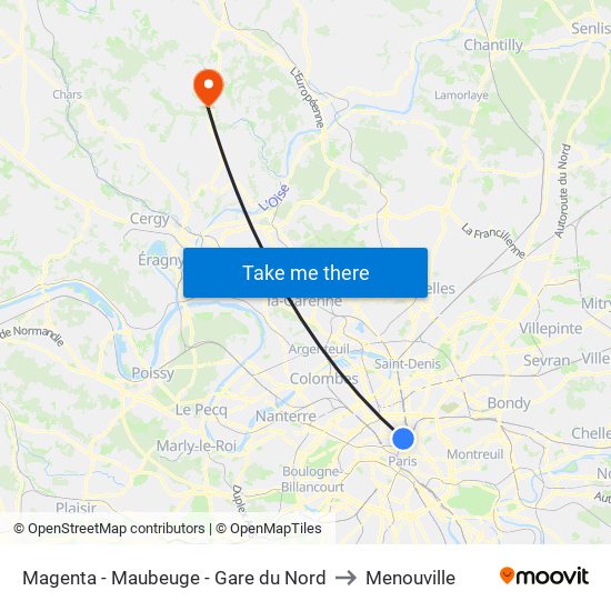 Magenta - Maubeuge - Gare du Nord to Menouville map