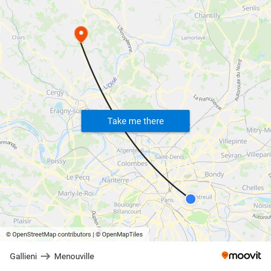 Gallieni to Menouville map
