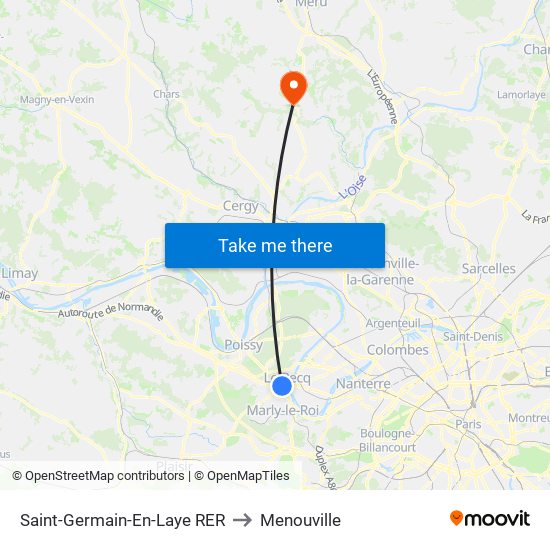 Saint-Germain-En-Laye RER to Menouville map