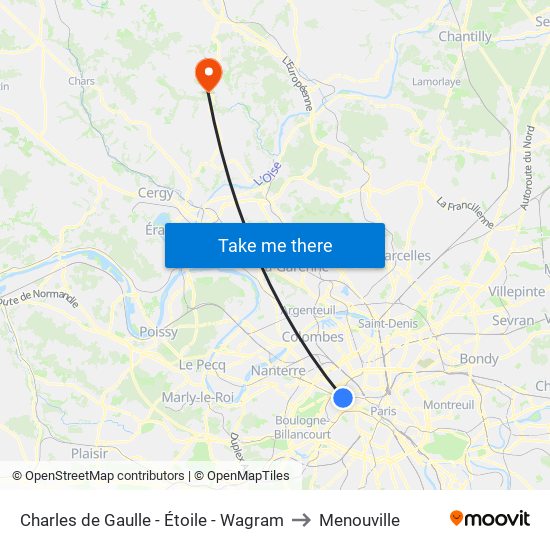 Charles de Gaulle - Étoile - Wagram to Menouville map