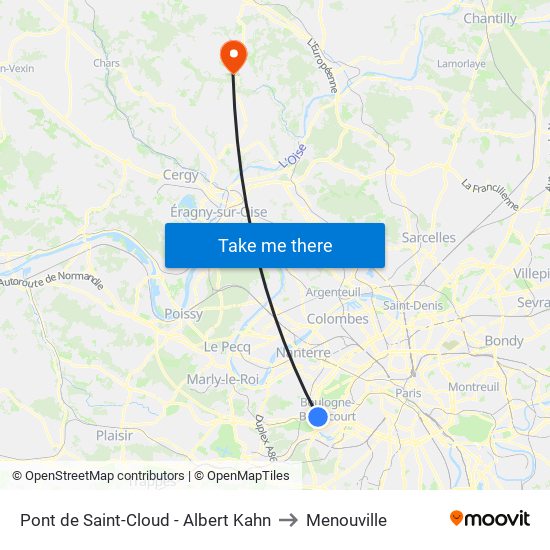 Pont de Saint-Cloud - Albert Kahn to Menouville map