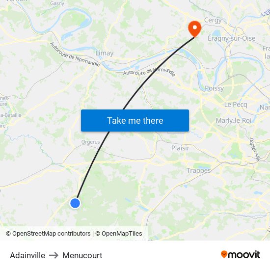 Adainville to Menucourt map