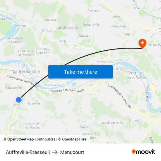 Auffreville-Brasseuil to Menucourt map