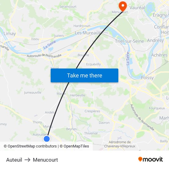 Auteuil to Menucourt map