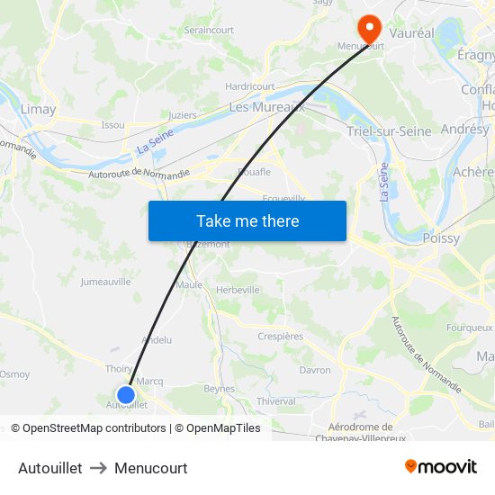 Autouillet to Menucourt map