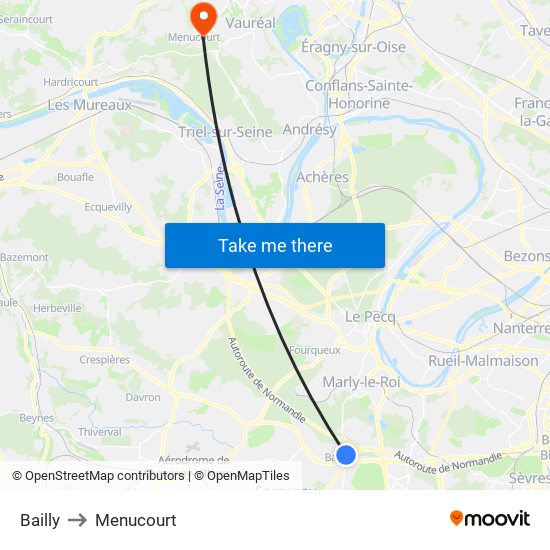 Bailly to Menucourt map